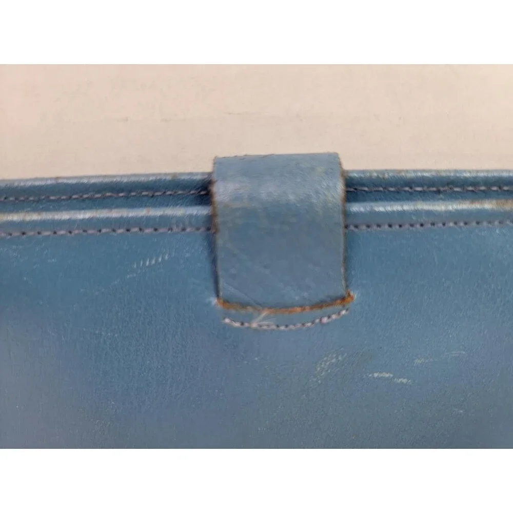 Prince Gardner Vintage Blue Leather Checkbook Wallet Passport Holder Cowhide